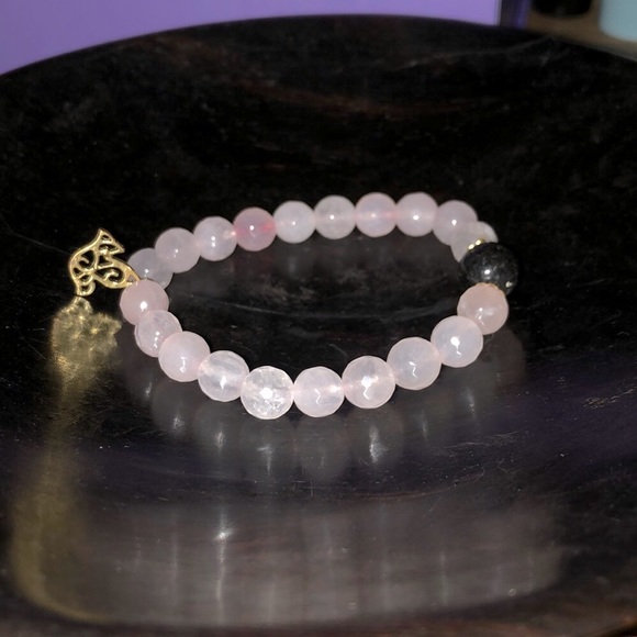 Faceted Rose Quartz + Charm + Shungite w/ copper - Picture 3 of 10